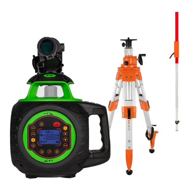 Комплект: ротационный нивелир AMO ROTOR 600G + штатив, рейка