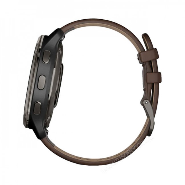 Часы Garmin Venu 2 Plus серый с серым безелем и кожаным ремешком