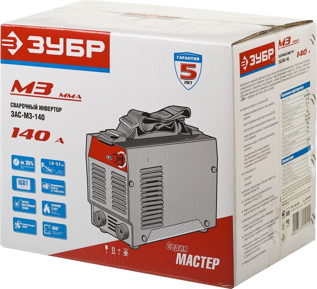 Сварочный аппарат инверторный ЗАС-М3-140 ЗУБР ММА