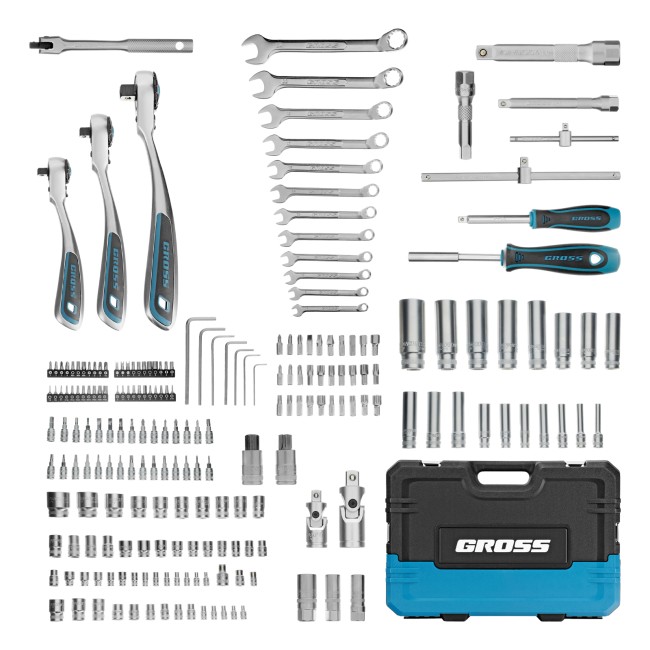 Набор инструментов 1/2", 3/8", 1/4" CrV 216 предметов Gross