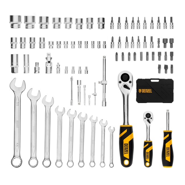 Набор инструментов 1/2", 1/4" 82 предмета Denzel
