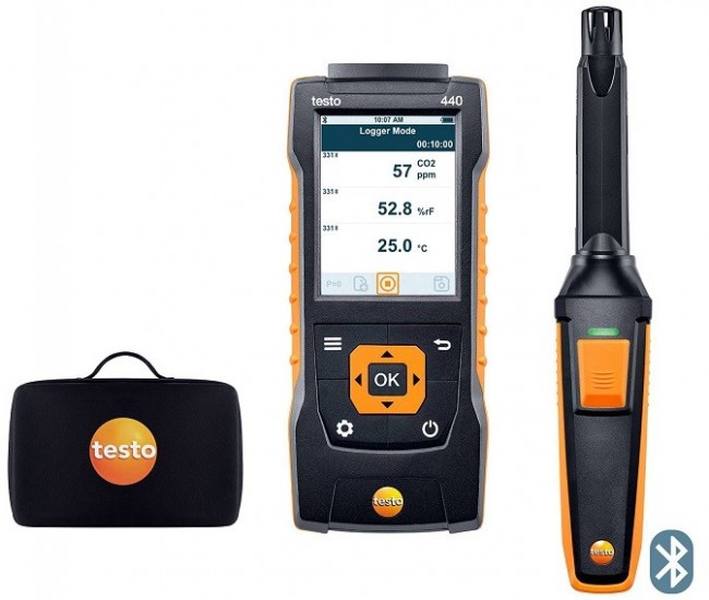Комплект Testo 440 с Bluetooth-зондом CO2 и кейсом Комплект Testo 440 с Bluetooth-зондом CO2 и кейсом
