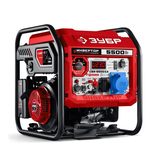 Инверторный генератор с электростартером и розеткой АВР СБИ-5500ЕА ЗУБР