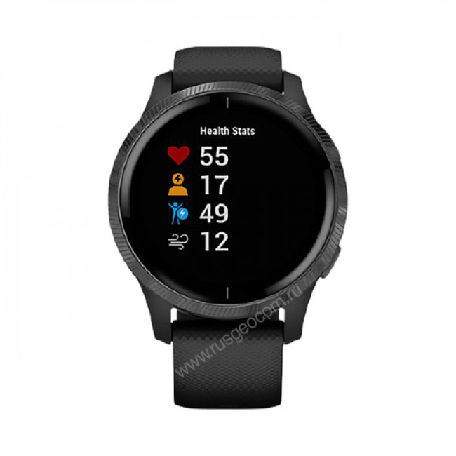 Часы Garmin Venu черные с серым безелем Часы Garmin Venu черные с серым безелем