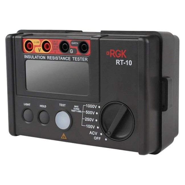 Цифровой мегаомметр RGK RT-10 с поверкой Цифровой мегаомметр RGK RT-10 с поверкой