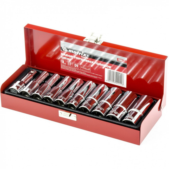 Набор торцевых головок 1/2" 10 предметов Matrix Набор торцевых головок 1/2" 10 предметов Matrix
