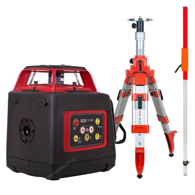 Комплект: ротационный нивелир RGK SP-400 + штатив RGK SH-170, рейка RGK LR-2