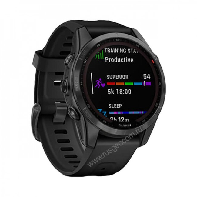 Часы Garmin Fenix 7S Solar серый с черным силиконовым ремешком Часы Garmin Fenix 7S Solar серый с черным силиконовым ремешком