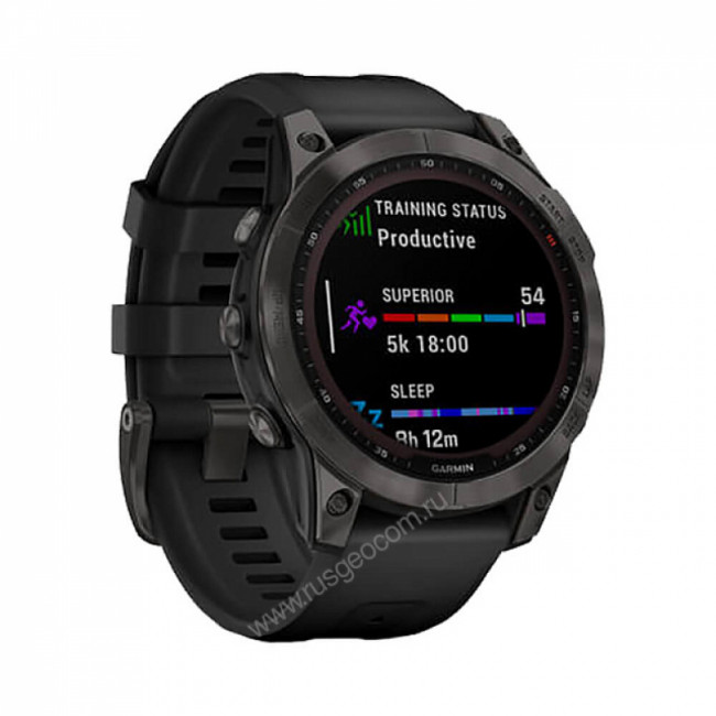 Часы Garmin Fenix 7 Sapphire Solar титановый черный DLC с черным ремешком Часы Garmin Fenix 7 Sapphire Solar титановый черный DLC с черным ремешком