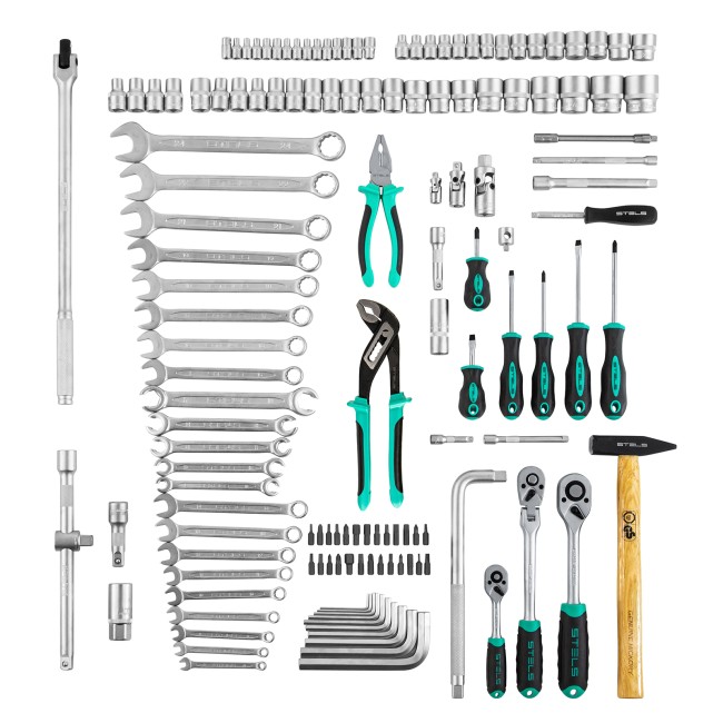 Набор инструментов 1/2",3/8", 1/4", CrV 142 предмета Stels Набор инструментов 1/2",3/8", 1/4", CrV 142 предмета Stels