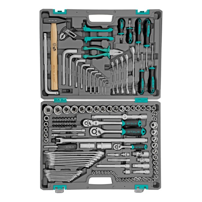 Набор инструментов 1/2",3/8", 1/4", CrV 142 предмета Stels Набор инструментов 1/2",3/8", 1/4", CrV 142 предмета Stels