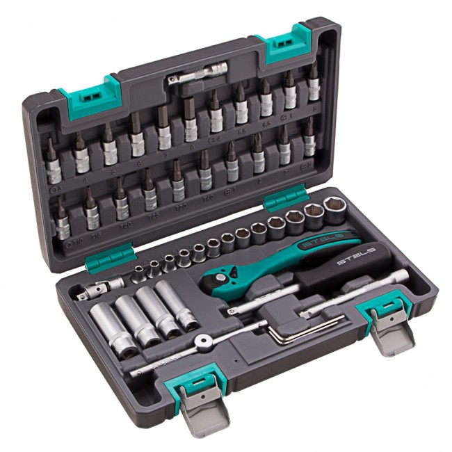 Набор инструментов 1/4", Cr-V 47 предметов Stels