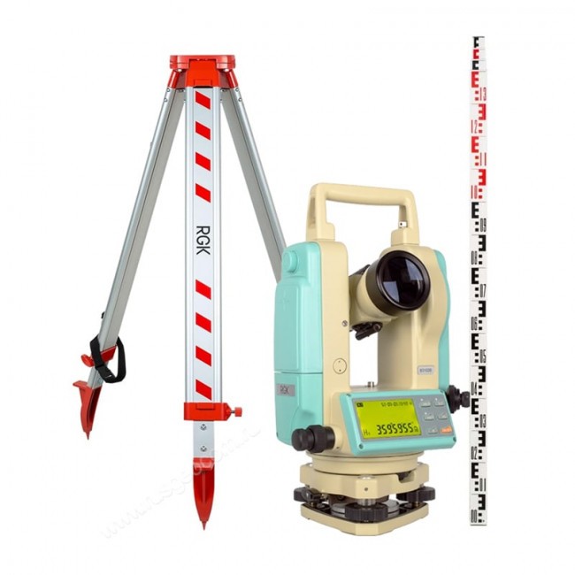 Комплект теодолит RGK T-20 (лазерный отвес) штатив рейка - 3 в 1